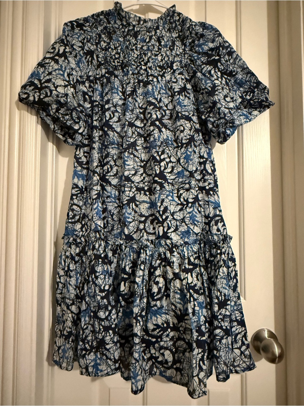 NWOT Anthropologie Love the Label Floral Smocked Short Dress in Blue - Picture 5 of 10